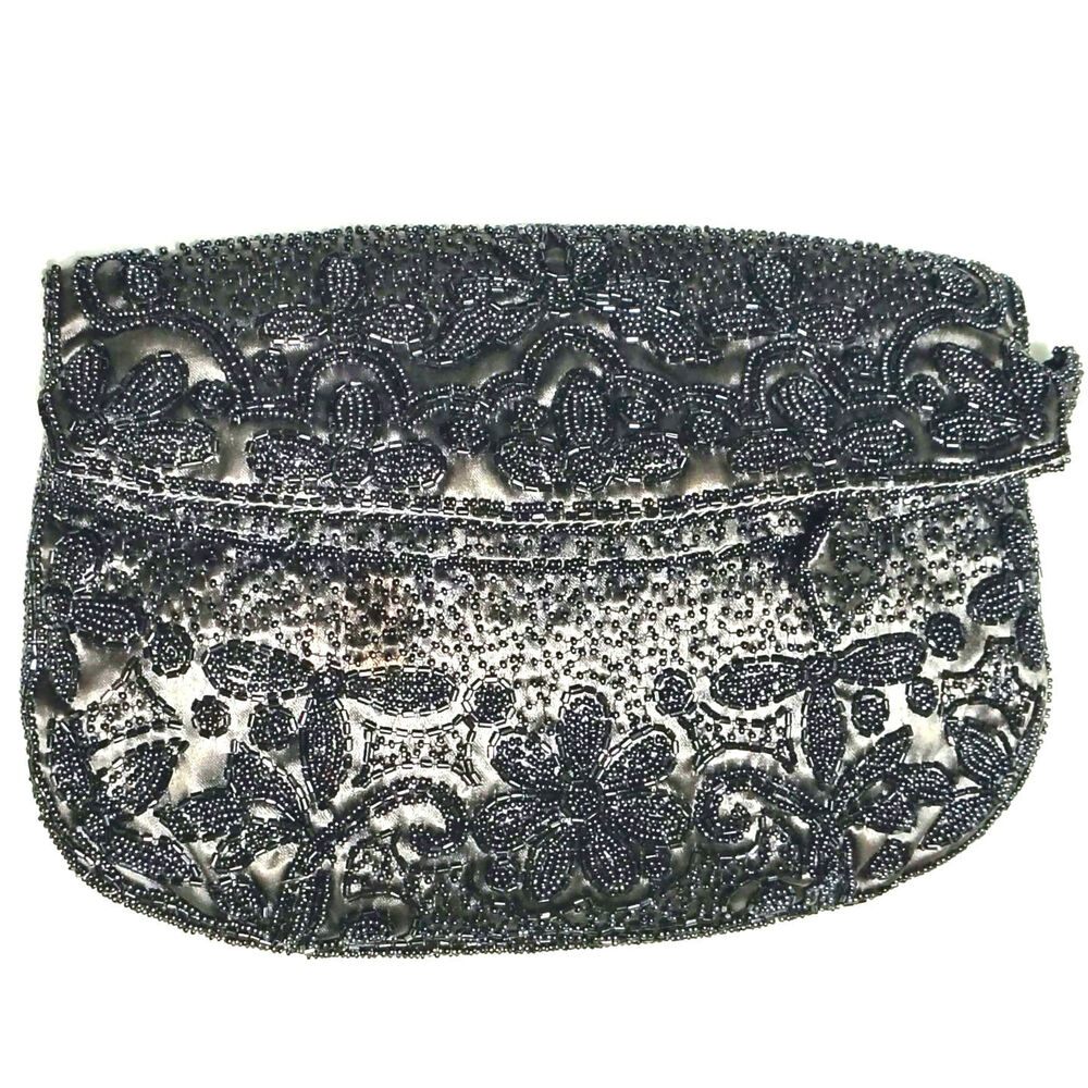 50s Black Vintage Clutch Bag Coquette Whimsigoth Old Hollywood Glamour Art Deco